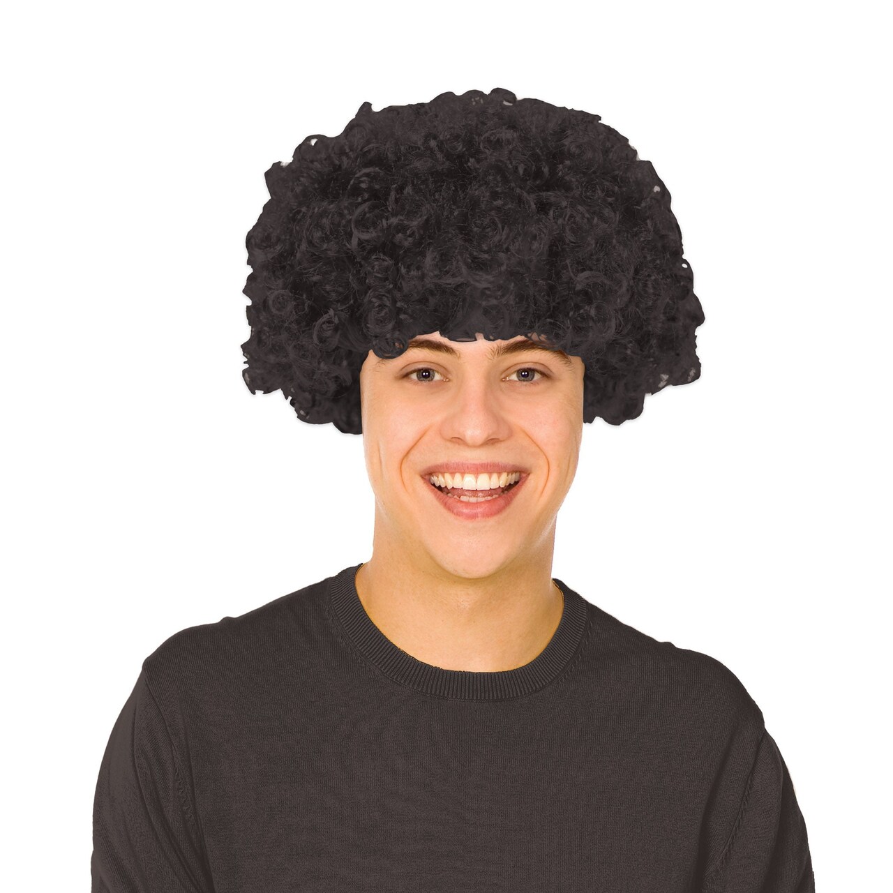 6 Pack Bulk Curly Black Wig Perfect for Costumes & Spirit Events